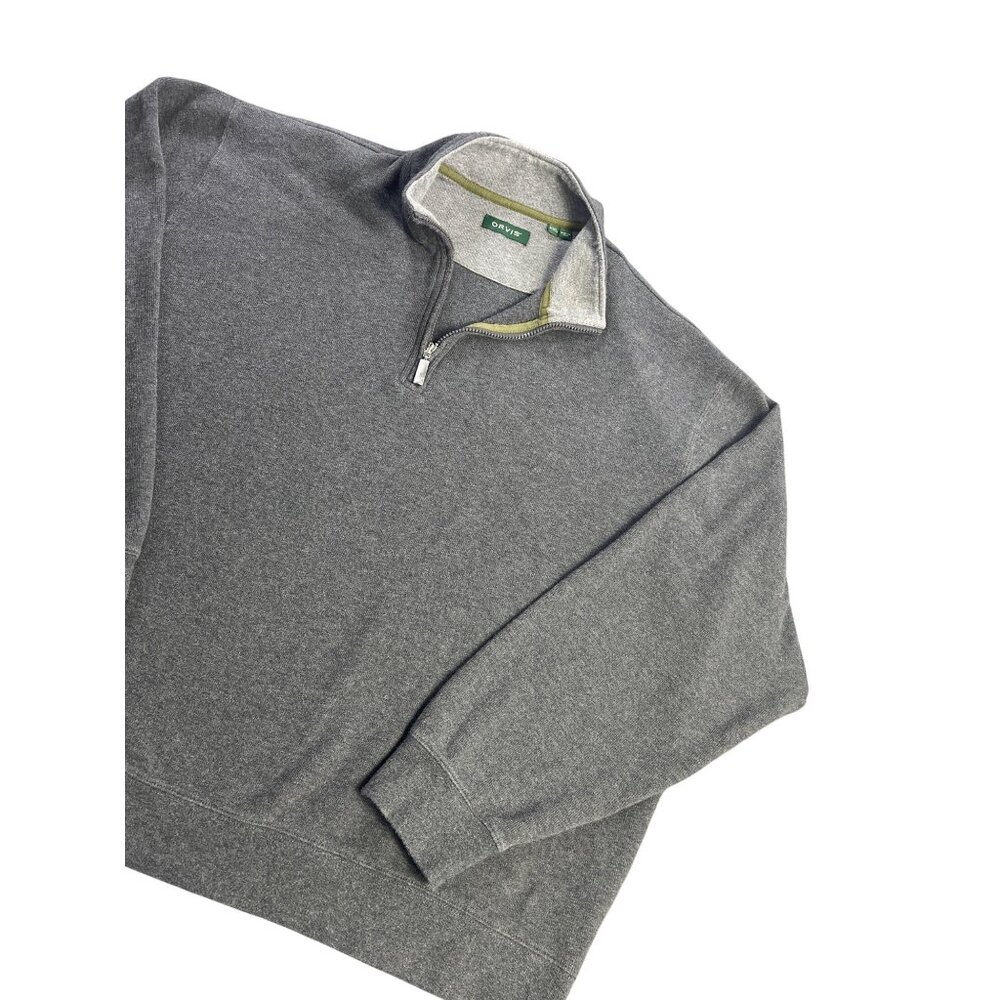 Orvis XXL Gray 1/4 Zip Pullover Sweatshirt 100% Cotton Mens Casual